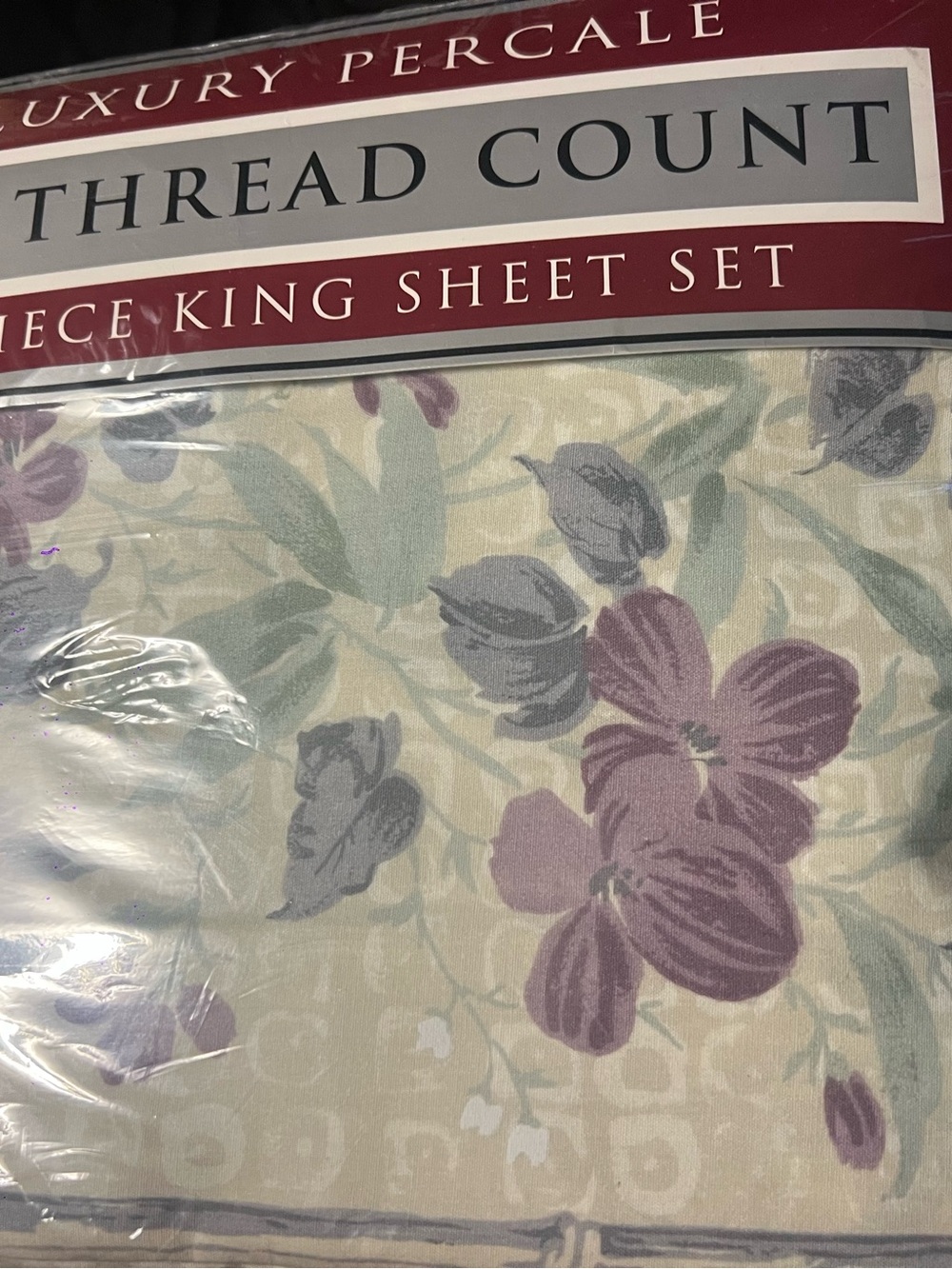 King Sheet Set - Floral Cream and Purple